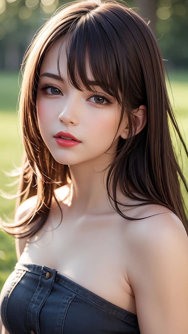 girl、solo、Stunningly beautiful、delicate and detailed、Soft Light、((cute))、Photorealistic、detail、Beautiful Skin、Delicate eyelashes、The cutest little face、Beautiful Skinの露出、Very delicate hair accessory、((Sparkling brown hair))、Half Western and half Eastern、Compact head、Beautiful eyelashes、Models for drawing、((Legally young))、((Legal breasts))、Estrus、Put your hands down、Embarrassed、 needed、 lifting of the ban、(((Legal )))、((Legally young body type))、((Legally small breasts))、((Legally young))、((Legal breasts))、 needed、 lifting of the ban、(((Legal )))、(((Legally young body type)))、Legally small breasts、Legally young、Legal breastsチラ、 needed、 lifting of the ban、Legal 、(((Legally young body type)))、(((Legally small breasts)))、(((Legally young)))、Legal breasts、 needed、 lifting of the ban、Legal 、Legally young body type、Legally small breasts、Legally young、Legal breasts、Colorful、Soft rays of light、Not too long、((Non-indicative prohibition))、torso、Upper Body、((Smile))、((upright))、((Legal Lolita))、（Outdoor）