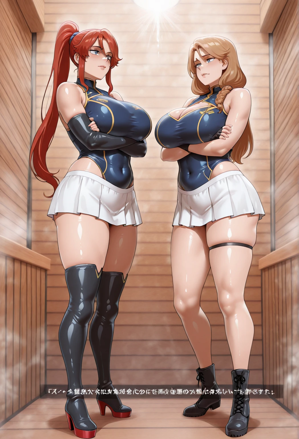 (Private 4K)、(High resolution:1.2)、(High freshness:1.2)、、(Whole Body Ezbian:1.2)、(Two Women:1.6)、((Women with exaggerated large physiques))、(Super ??????????? fully opened:1.8)、abnormally developed muscles,,Barefoot woman, , Big arms、(Huge muscles:1.4)、(Dynamic pose:1.2)、(A woman who fights with all her might:1.8)、(school uniform:1.6)、(Arena:1.6)