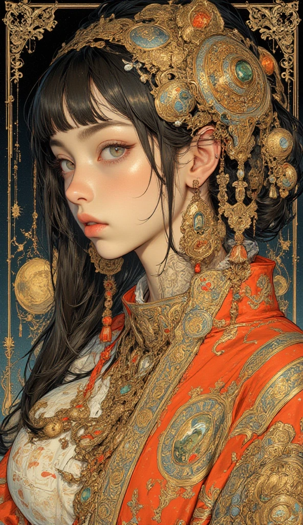 Beautiful woman in intricate Retro 80s Outfit