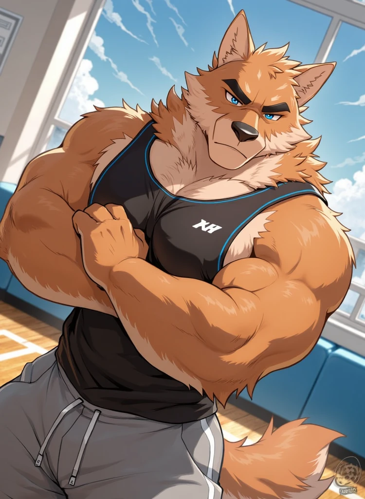 fluffy, ultra-clear, 16k, full-body portrait, full-body close-up, clear face, delicate eyes, solitary focus, subject gray, canine, big dog, wolf, male, teenager, student, high school student, sports student, young, tough guy, silver-gray hair, golden eyes, eyes as bright as the sun, tall and strong, whole body muscles, large pectoral muscles, 8-pack abs, powerful biceps, thick tail, thick arms, wide palms, wide and thick wolf claws, wide and thick animal feet, wide and thick wolf feet, Sharp animal claws, sharp wolf claws, perfect body proportions, handsome, cute, cool, youthful, indifferent, sunny looks, strong body, young face, sexy, aggressive, hormonal, half-, , , , briefs, barefoot, no shoes, cold, indifferent, poker face, standing, upright, hands in pockets, looking at the audience, , seduction