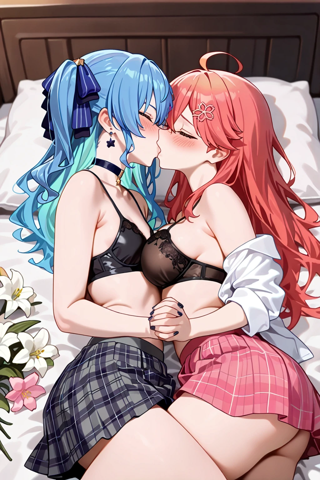 （((美少女Anime Style))),Anime Style,Lie down on the bed３Different types of wives,A married woman seduces with flashy underwear,Penetration Sex,Creampie Sex,Orgy(1 Male,3Women),Gothic,Earrings,necklace,Lock,tattoo,Heart Pupil,♡ranbu