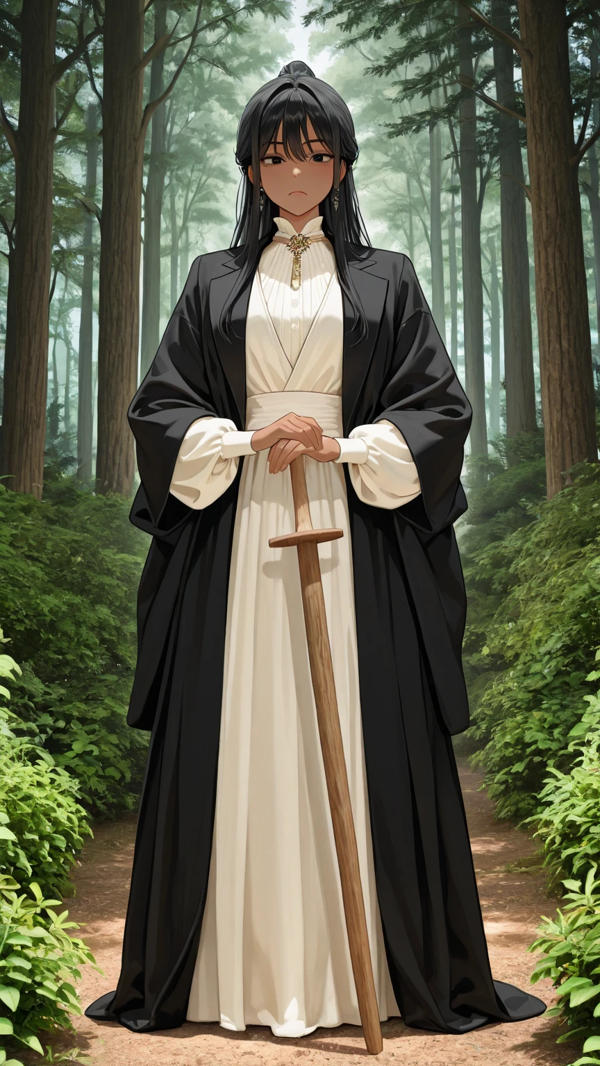 man, male, guy, adult, bangs, long bangs, nun hood, full body, basic background, simple background, bulge, facing viewer, , nopan, , bulge, tighty whities, big bulge, male , boy in , holding book, unique character design, short robe, very short robe, small robe, hole in clothing, cool holes in clothing, body reveal, revealing, big , _peek, peek,  peek