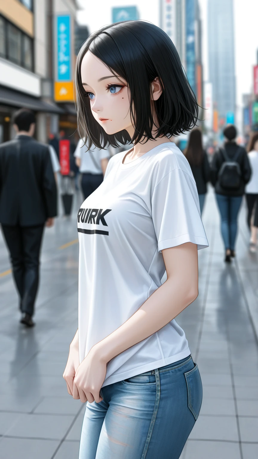 ​masterpiece、1 Beautiful Girl、A detailed face、A detailed eye、Detailed skin、top-quality、japanes、Illuminated from the front with bright lighting、profetional lighting、The background is a little blurry、short-hair(poneyTail)、The costume is black leather jeans(The front zipper is always open./Plain white T-shirt underneath)and black leather pants、Punkish girl、Tattoo of a star on the face、A glaring look、Angry、The background is an abandoned building(natta)、There is a guitar and a stand microphone beside it.、Wearing silver earrings、Wearing a silver necklace、