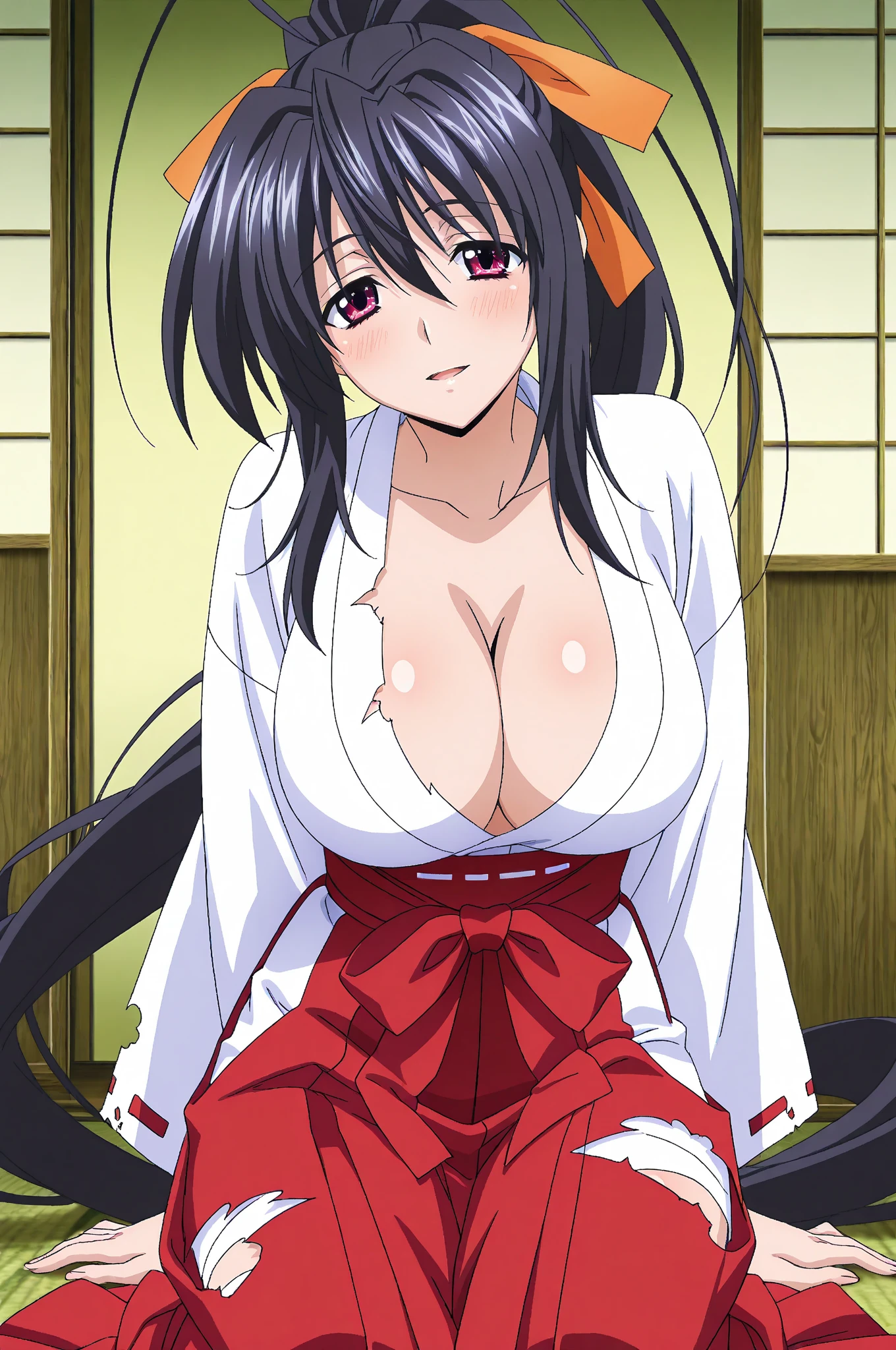 score_9, score_8_up, score_7_up, source_anime,(anime screencap:1.6,),anime coloring,1girl, solo, 
,mutou hana,1girl, solo, long hair,japanese clothes,pink kimono,floral print,Long sleeves,outdoors, smile, large breasts, two side up, dark skin, looking at viewer,
 <lora:mutou_hana_0.2:0.8>,squatting,spread legs, open clothes, nipples, pubic hair,