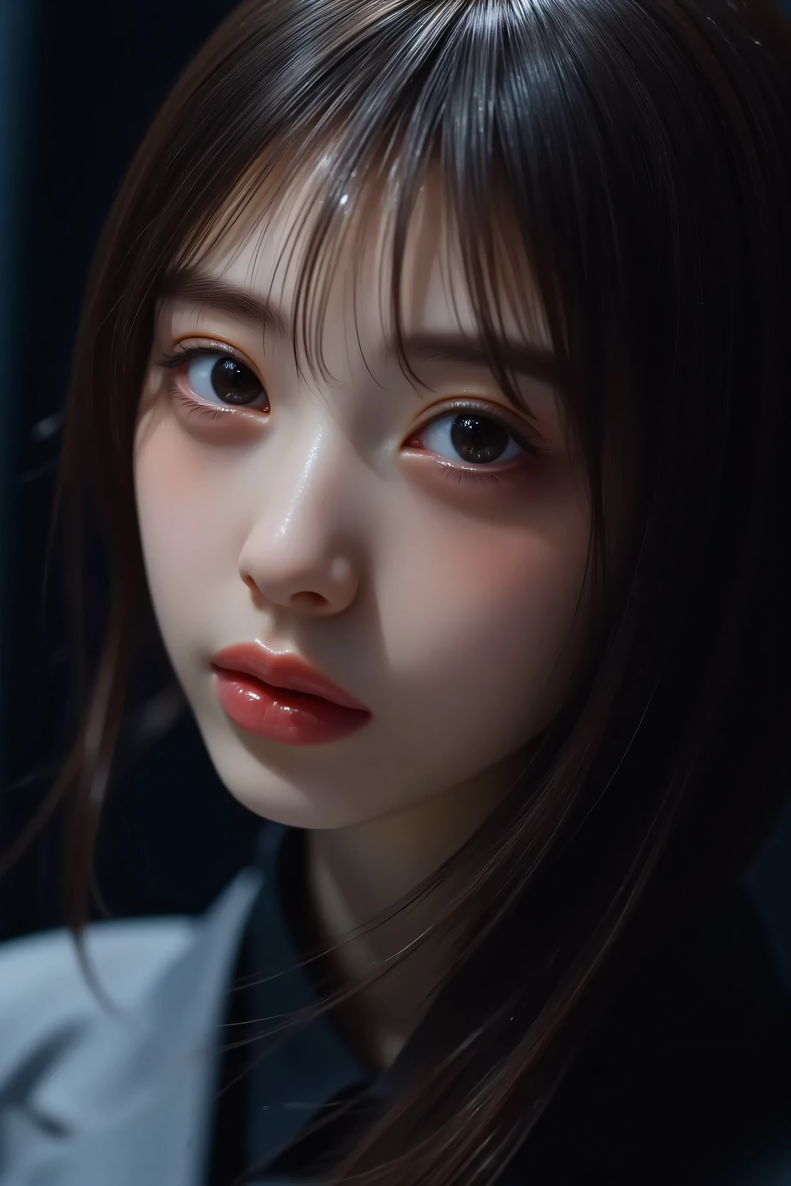 face zoom up　intense flash