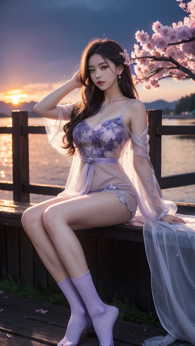 1female, 25 years old,???? woman, milf, busty, very ???????????, Alone,  ( background with:Flower garden with swing, Stand in front of yourself, She has purple hair ties, mostly clear skies,   ((tmaspiece )  ,  (Highly detailed 12K unity CG wallpaper)  , best quality, aesthetic lighting, snow white skin,red lips with a tongue sticking out  ( very subtle and seductive)  ,  (Beautiful and very detailed eye descriptions)  ,ultra- detail, tmaspiece))  ,  ((facing the camera with a hot smile)) High resolution, ultra -detailed.   , The front:showing ???????, ??????? protrusion, ???? ?????????, throbbing ?????????, desire to be dissatisfied, wearing a clear tank top, thin, See through, Transparent