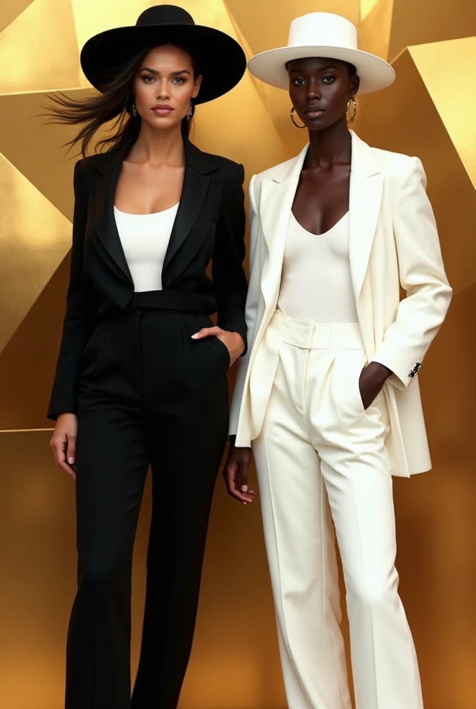 Two fashion-model women standing confidently, facing the camera - SeaArt AI