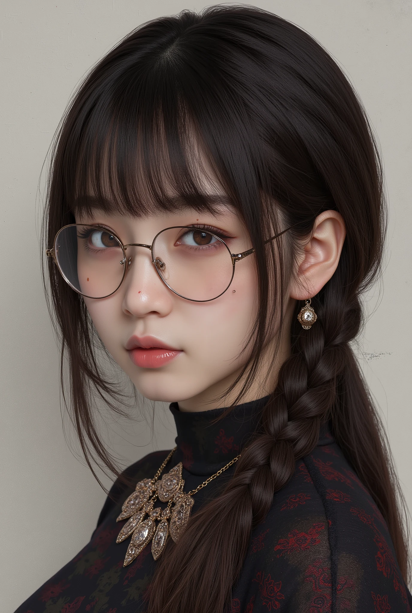 ( Highest Quality, best illustrations,high image quality:1.2), (Horror Fantasy:1.5), (ink and watercolor:1.5),(Ominous Scenery :1.5),(A lot of dust rises:1.5),( Dirt Track :1.5),(wonderful:1.5),(masterpiece:1.5), (Powerful figures:1.1、Big Breasts:1.3) 、 ((((glasses, cute、 red eyes、 Evil Ruby's Cursed Necklace )))),(((glasses、Big Breasts、 braids)))、 cute face, raise eyebrows , ,(Fatal Beauty, charming beauty ) ,(Mysterious Charm:1.1),(Big Breasts、attractive silhouette), high image qualityテクスチャ 、High Quality Shadows、 beautiful and delicate face 、 beautiful, delicate, eyes are sticky liquid dripping 、 ray tracing 、 20th Generation、 cute K-POP girl、( The Face of Korea )、Thin face、( Ulzan-6500-v1.1:0.6)、 Face of Pure Loss _v1 , ( beautiful and delicate face , beautiful and delicate eyes, perfectly balanced face , high image quality skin , detailed skin, lens flares {x} perfect ratio 4 fingers to 1 thumb :1.25)、 DSLRs、 地獄から来たbeautiful悪魔女 , ATTRACTIVE GIRL , Real Girls, Gurwitz, Gurwitz-style Artwork , Girl Roleplay, Realistic 3d style, cgstation Popular Topics,, 8k portrait rendering BYMR. nomi ,(truth,truth:1.4,glassesの少女 :1.2)、cheek、 glossy lips, 1. オーバーサイズ comment: comment、 come up with an oversized design that covers shoulder to knee.。 navy blue or black are standard colors .、[ Soft khaki or beige , wait.、 Pick the right color for the season 。 2. choose the color that suits your skin : To protect yourself from the cold、 choose the color that suits your skin 、 ニットの質感と色を commentに合わせてください .。 3. ワイドレッグ pants: pants, choose a wide leg design 、combines mobility and style。Dark tone denim or black pants look great.。 4. knee-high boots: オーバーサイズ commentに含まれるもの、boots are black or dark brown Match the texture and color of the fashionable.、 Gives a stylish impression 。 5. accessories: The 。 Disney 、 long necklace 、6. handbag: handbag、let's match the color of your outfit.