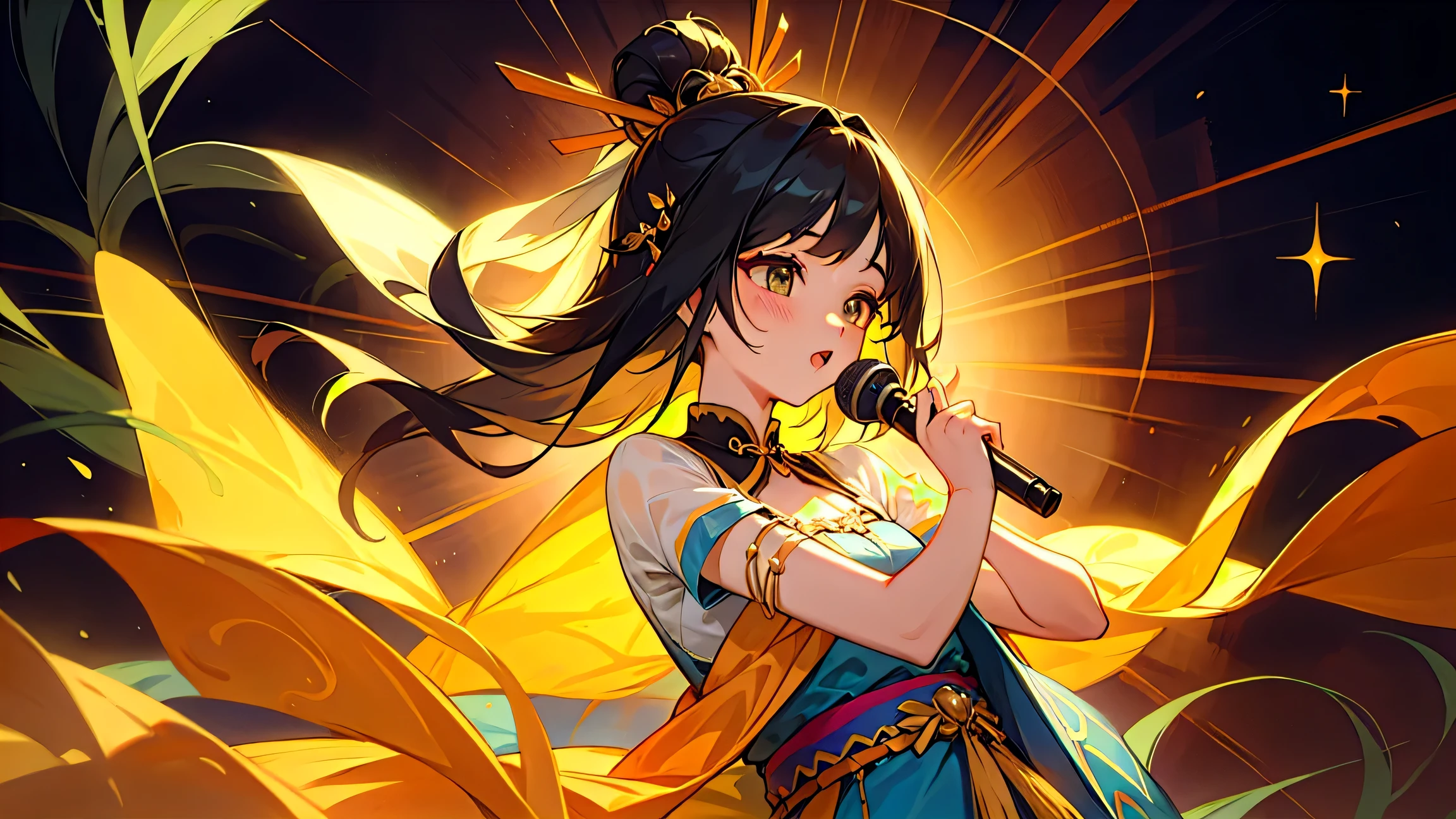 (best quality,4k,8k,highres,masterpiece:1.2),ultra-detailed,(realistic,photorealistic,photo-realistic:1.37),acrylic painting,beautiful Thai model in a Lolita dress with downy hair,beautiful Thai model with extremely colorful hair and detailed  features,beautiful Thai model standing in a beautiful garden surrounded by a starry sky,beautiful Thai model wearing a vibrant Lolita dress,beautiful Thai model with intricate accessories and a matching hat,beautiful Thai model posing gracefully with her hands on her ,beautiful Thai model with long flowing twintails,beautiful Thai model with bright blue eyes and rosy lips,beautiful Thai model with a joyful expression,beautiful Thai model in a dynamic pose with cherry blossoms falling around her,beautiful Thai model surrounded by colorful flowers and butterflies,beautiful Thai model's dress adorned with cute bows and lace details,beautiful Thai model with an enchanting smile,beautiful Thai model with soft, pastel-colored shading,beautiful Thai model with a magical glow illuminating her,beautiful Thai model in a picturesque setting with a winding path leading to a magnificent castle,beautiful Thai model holding a microphone and singing passionately,beautiful Thai model with a fairytale-like background,beautiful Thai model with a soft, dreamy atmosphere,beautiful Thai model with a subtle bokeh effect,beautiful Thai model standing under a moonlit sky,beautiful Thai model with a warm, golden sunset in the background,beautiful Thai model surrounded by twinkling stars and colorful nebulae,creating an ethereal and captivating artistic masterpiece. 