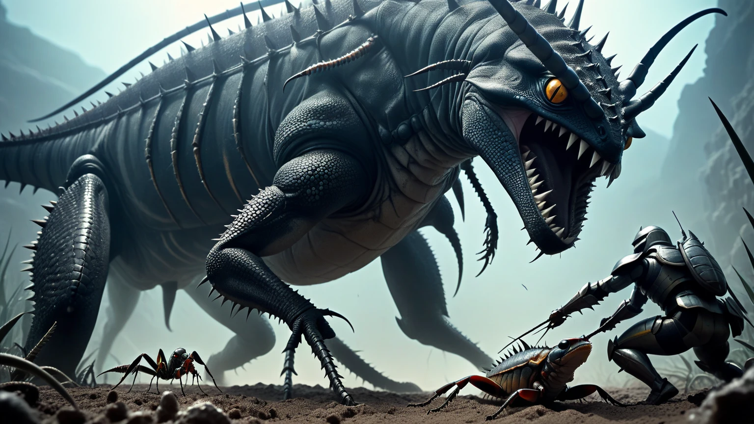 Kaiju Insect A close up of a giant crab with many legs and claws - SeaArt AI