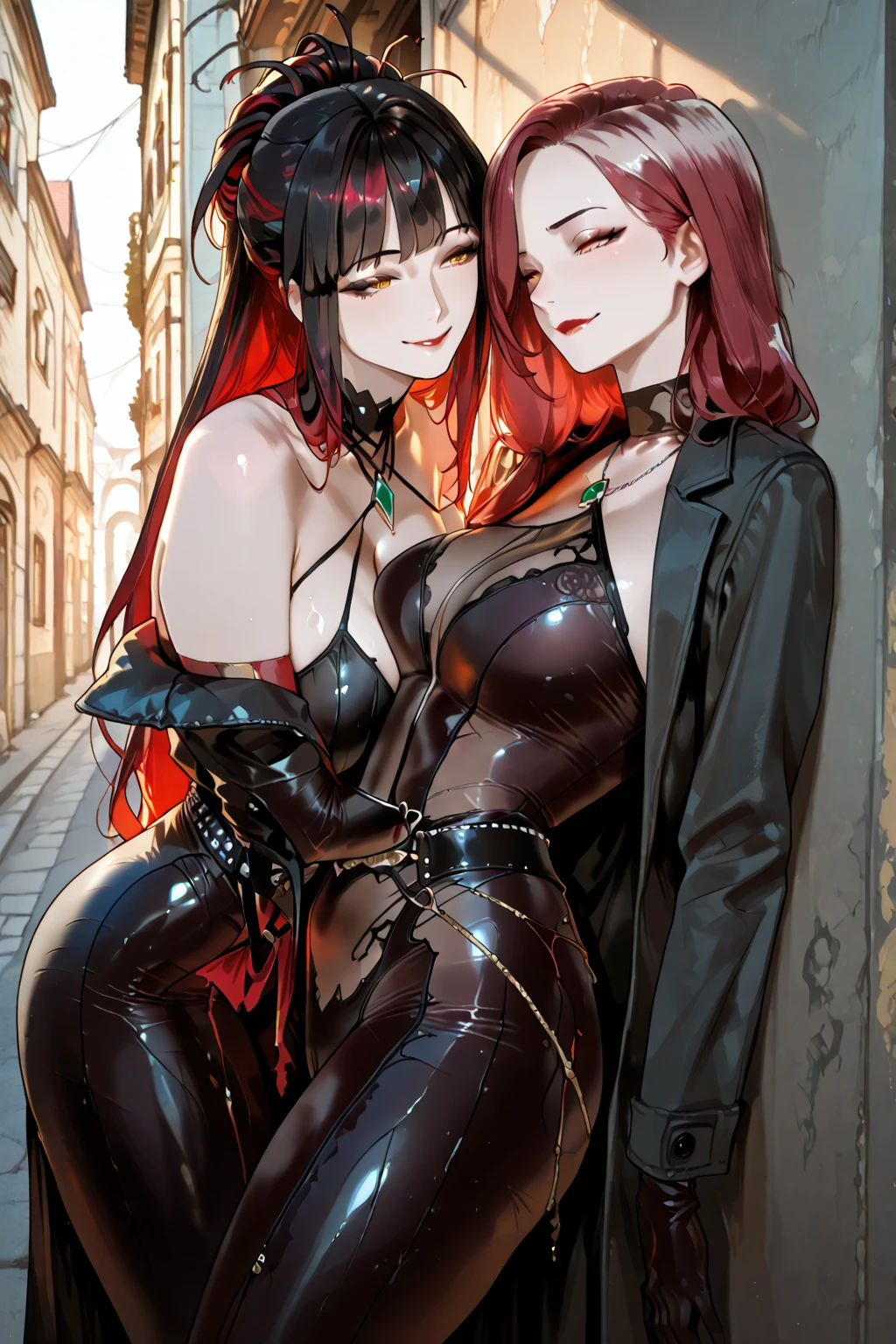 Short black and red hair,single close-up,dream world,Elf royal sister,kneeling position,(point you by ass),Long dark red hair,Nice blue eyes,Prom Hall,grace,earrings,(荆棘earrings,Thorn Head Chain),necklace,humanoid, Prom background,Baroque, her skin is white, fair complexion,(blue evening dress,black flames and thorns,Thorn Dress),黑色脚soles of feet,(soles of feet)