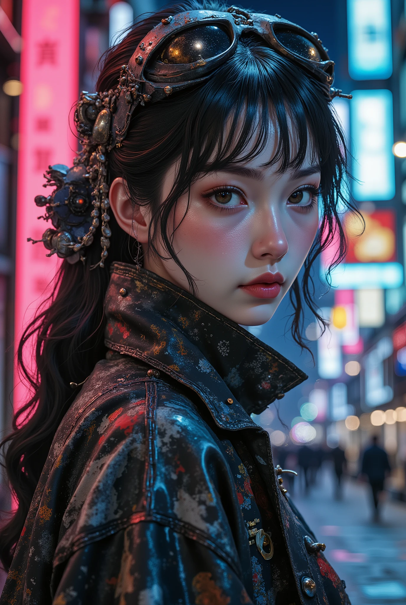 resolution 8k,perfect frame, exquisite beauty ,ultra high resolution,Kibo Beauty,The arm of the,neon elements,dynamic display,, dark atmosphere,science fiction sense