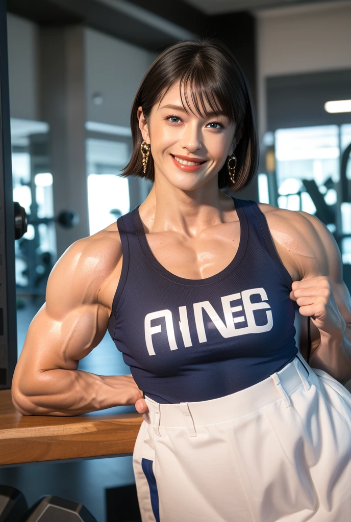 (Muscular:2.9), (thick thighs:2.8), 
(two asian females hugging and smiling for the camera:1.5), (blunt bangs, long black hair:1.3), (pale skin),
(glasses), earrings, eyeshadow, lipstick, 
detailed eyes, (big smile:1.8),
(hard ), (small breasts:2),
(choker, light blue button up, cleavage, black leather pencil skirt, midriff:1.8), 
(upper body view), (looking at viewer), (three quarter view,
(office), rim lighting, two tone lighting, dimly lit