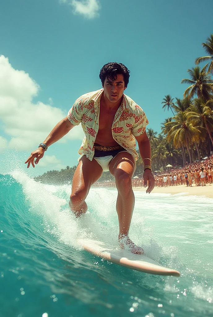 young, beautiful, elegant, white, skinny, elegant shirtless face standing, ,sin remera en la playa boxer de bandera brasil con una bandera brasileño  mientras muchos publico le aplaude y celebra con muchas burbuja en su alrrededor pasarela masculina hombre guapo piel white sincensura