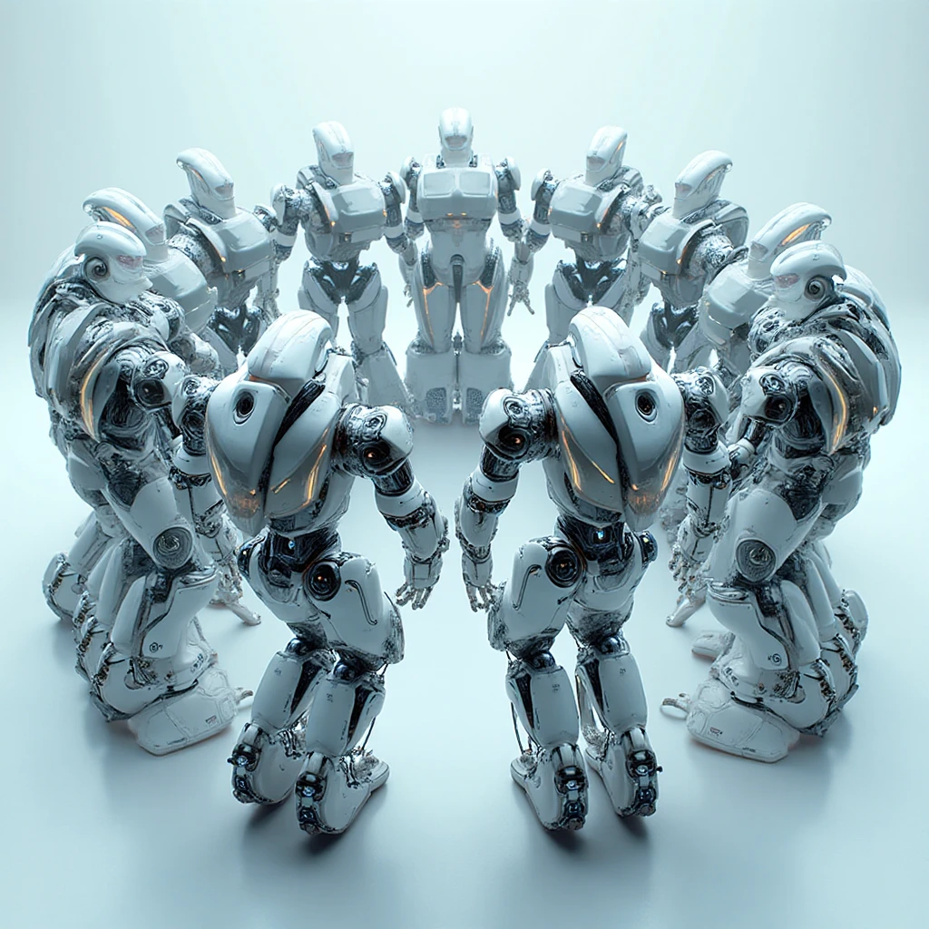 Multi Robots Animation Several robots together making a circle - SeaArt AI