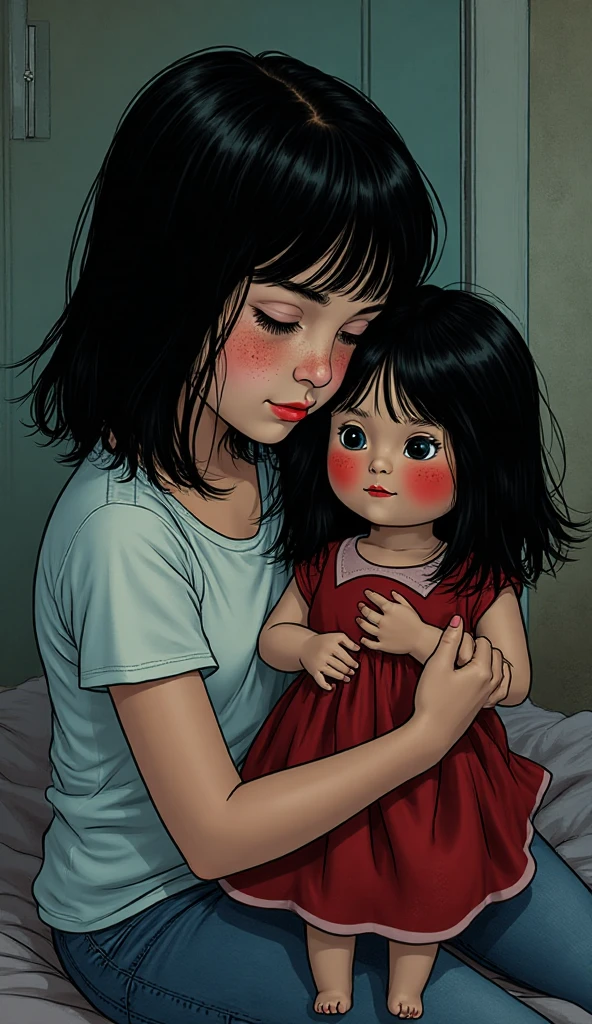 A mother with her little daughter. Quite adorable.