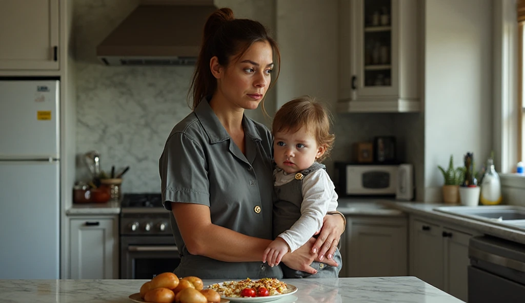 She has a big ass and is putting out a lot of very thick and large poop. Her face is embarrassed and she is sitting on the floor.