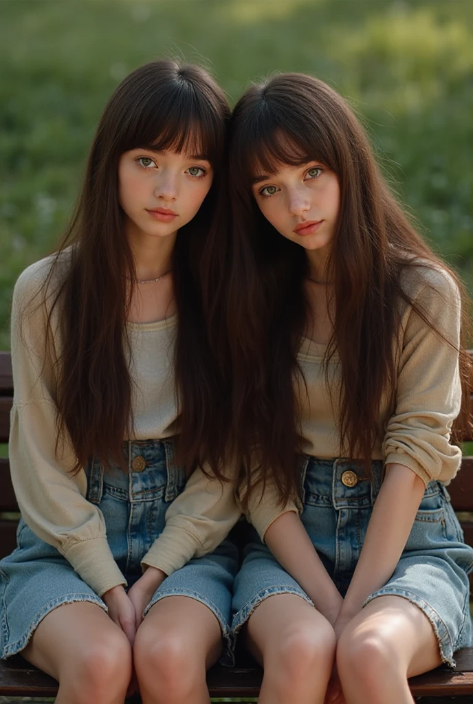 realistic photo of twins girls 20 yrs, wearing sweater, brown hair, standing at Riverside --auto --s2