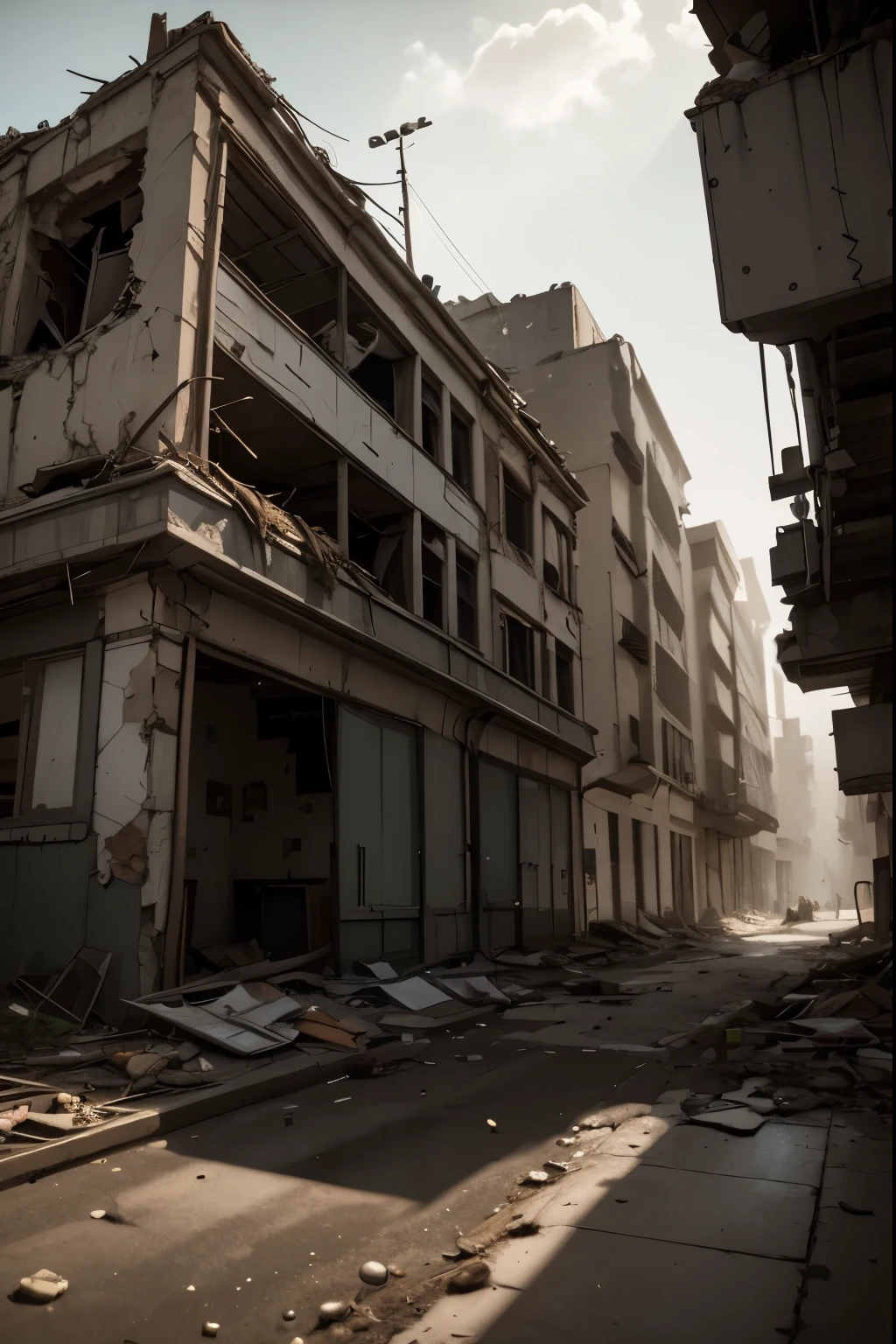 a post-apocalyptic school,Bright Sci-Fi Anime (like My Hero Academia) , Depict a class of students with genetic powers in a destroyed high-tech school. Each student has a unique ability and a personalized costume. decrepit and abandoned building, crumbling walls, broken windows, debris and rubble scattered, overgrown vegetation, rusted machinery, post-apocalyptic atmosphere, gloomy lighting, muted color palette, muted tones, eerie and desolate, professional 3D render, hyperrealistic, cinematic, 8K, ultra-detailed, masterpiece, physically-based rendering, dramatic lighting, cinematic camera angle