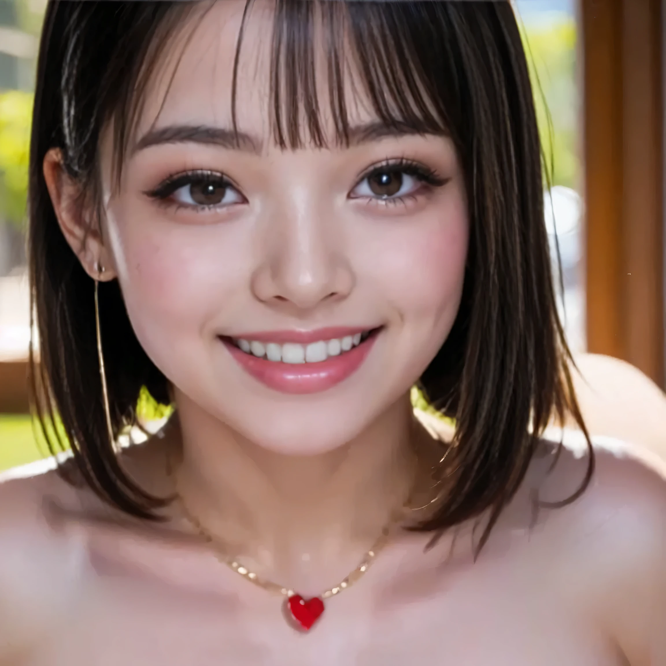{{bust closeup photo taken in a bright bedroom:1.8}},{{Highest Quality:1.8}}}, {masterpiece:1.8}, {:1.8}},,{natural makeup:1.8},{{Extremely elaborate facial eyes:1.8}, {{ Beautiful White Skin：1.8 }}}, {Professional Lighting)}},{high-precision selection},{{{{Picture of a face above the chest:Nipples(red)Nipples}}}},{{high school girl:１６age :smile :small breasts：Areola（Pink）Areola}},,{red頬:1.6},,{{{{smile：{{{large double eyelids}}}：{{{mascara}}}：{{ { teardrop bag:1.8}}}:{{Long Lashes:1.8}}},,{{eyeshadow:0.8}},{{{{透けて見える白いタイトシャツ-Nipples:1.8}}}},{{bob cut::princess cut：ponytail:1.8}}