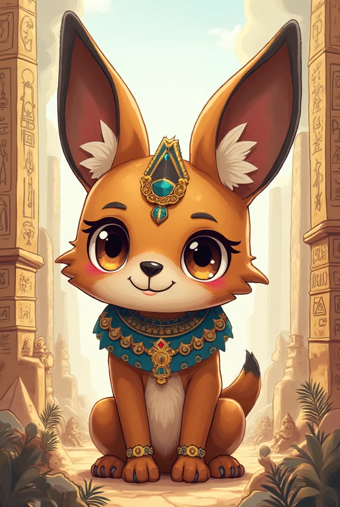 top quality, best quality, High-quality illustrations, masterpiece, super high resolution, detailed background, detailed background, desert, sand dunes, pyramid, Traditional costumes, 1girl, Natural subject pose,  Happy, joyful, absurdres(highly detailed beautiful face and eyes)perfect (kemono, furry anthro)selfie:0.1,