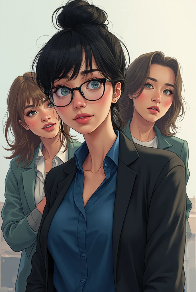 Cinematic Highly colored painting Realistic portrait, (((Masterpiece, Best quality, photograph realistic))), (Shiny skin), hyper HD, 8K wallpaper, high resolution, Perfect , Slender hands and fingers, Cinematic lighting, Award-winning, Extremely detailed skin, extra detailed face, Eyes with beautiful details, Carl Zeiss 85 mm F/1.4, Break,(close-up, from below) shot of ((2women 18 years old twins, teens:1.5, sensual, slender, , , , pretty, freckles)), (high school student, glasses, shy, gentle, blushing cheeks, embarrassed:1.5)  in (fancy goth high-school:1.5 uniform:1.3, no , , ,  peek,  peek, black toe less sandals and green small purse). ((sort black curly hair, light grey eyes, , black pubic hair)). ((standing, walking in the park)). outdoors, park, grass, trees, bushes (detailed, masterpiece)