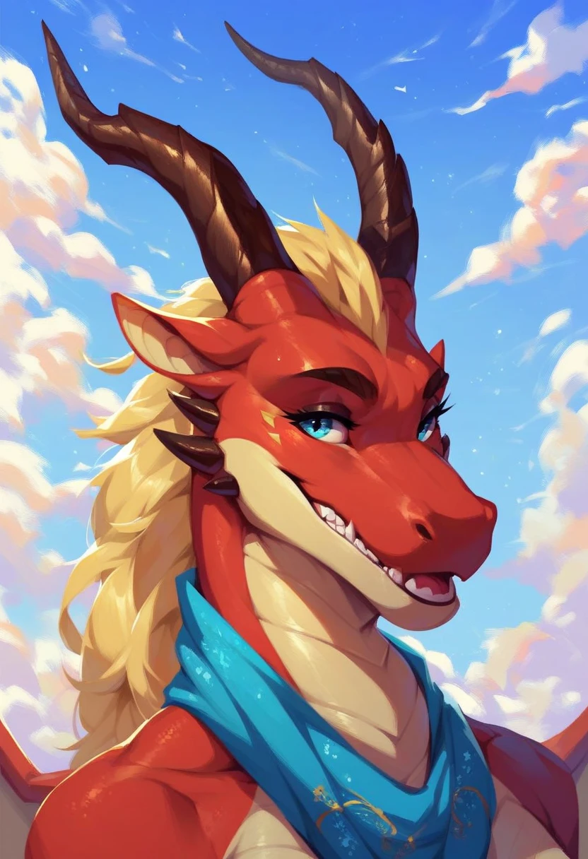 ultra-detailed, masterpiece, masterwork, high quality, best quality, hdr, (nature), , male, solo, dragon, (()), (little red body minotaur), (white chubby body), (long golden hair, yellow eyes), standing, dynamic angle, (micropenis, , perfect ), public hair, (cross your arms), earrings
