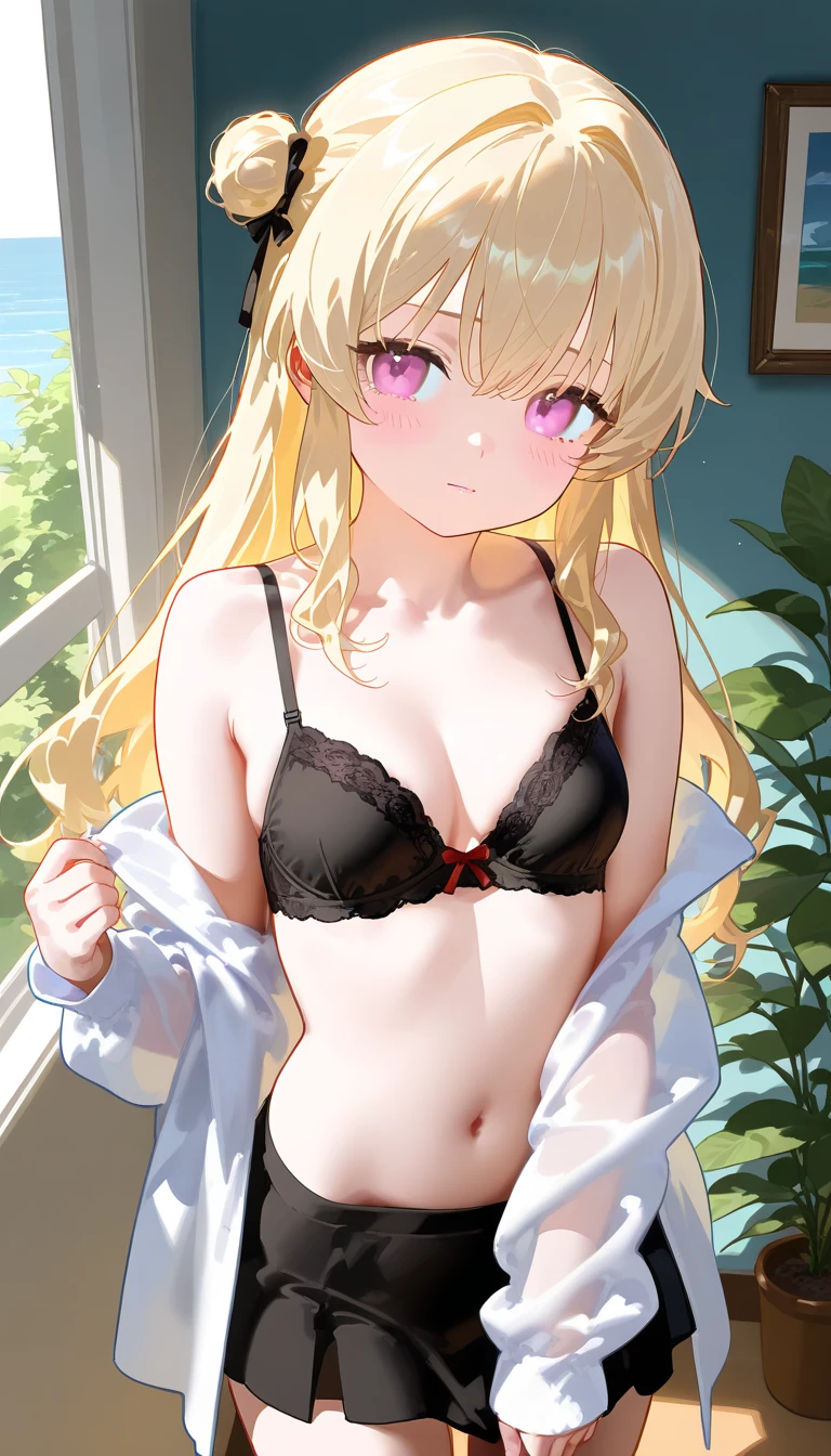 Night, in hotel, Lying in bed, all on fire, 1girl, blond hair, purple eyes, very long hair, masterpiece, high_res, high_definition, ???? pose, Flirtatious Pose, ??????????????, blush, shy, embarassed, lingerie, seductive pose, full_body, , Wearing edgTemptation, , edgHL_lingerie, bridal veil, wedding_veil, bridal lingerie, , wearing edgHL, Sensual pose, ponytail, ???? pose,