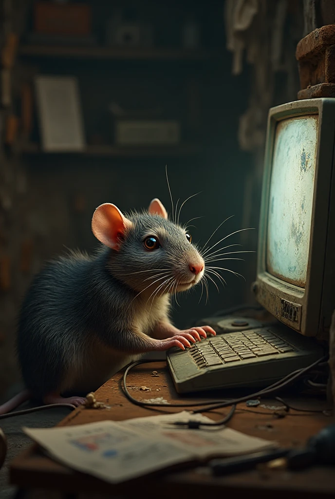 To a rat typing on a computer - SeaArt AI