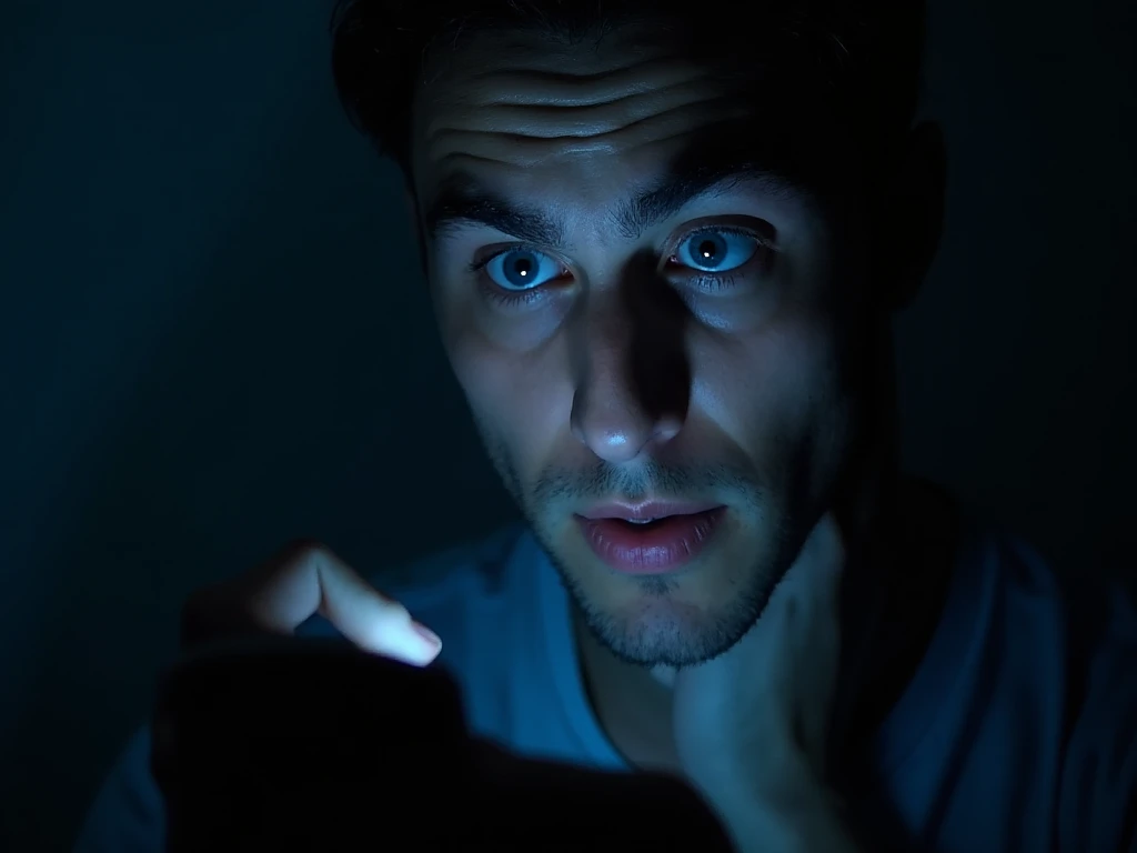 Man Using Cell Phone Light Face “Close up of a man looking at the cell phone with an expression of a ...