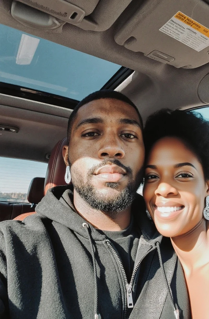 Loving couple man and black woman hugging