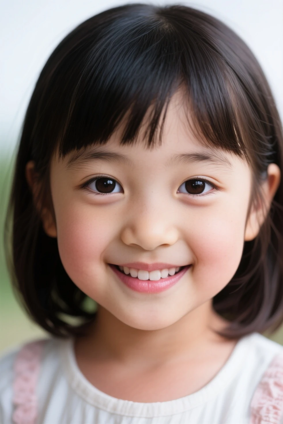 toddlers、girl with、kawaii、Right eyes、Correct gaze、Not cross-eyed、short cut hair、a smile、sleeveless