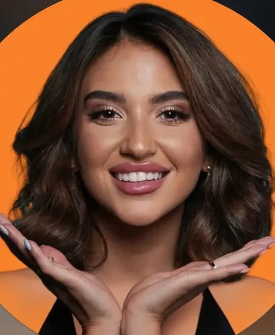 Create a happy woman celebrating that I win some money in a betting game neon green background