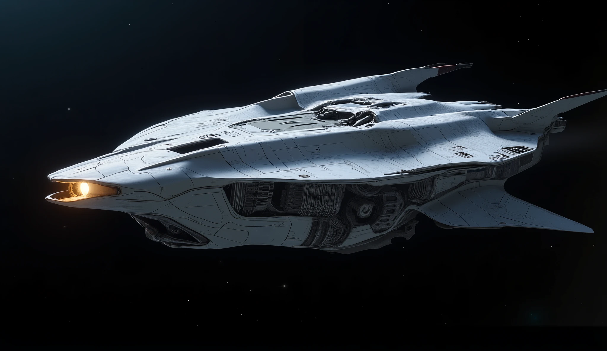 F1 interplanetary races take place in space, the car is made in the shape of a needle, with a jet engine at the back and shunting engines on the sides.