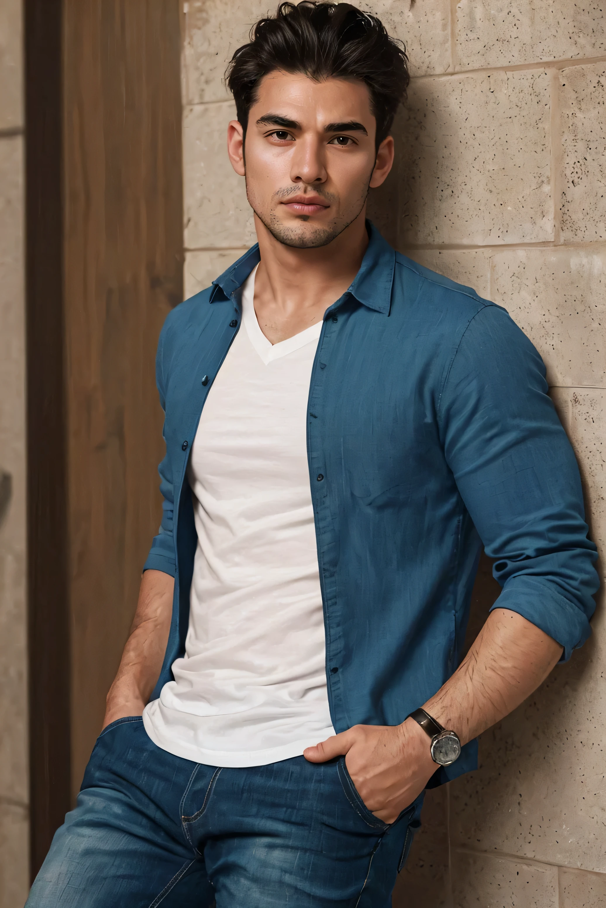 Realistic amateur photo posted to facebook , handsome men ,clothes