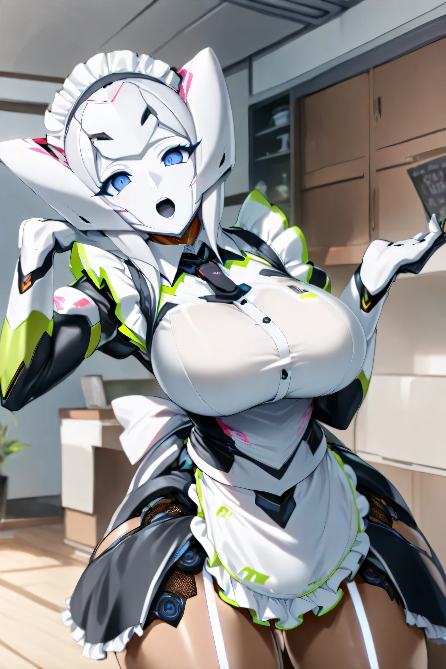 score_9_up,score_8_up,score_7_up,score_6_up,score_5_up,score_4_up,(((1 girl))),(((solo))),
no humans,Mecha,android ,(((maid))),pekomama,(((milf))), (((mature female))),(((open eyes))),((acrobatic pose )),indoor ,in the house ,at noon,cowboy shot,angle from front,