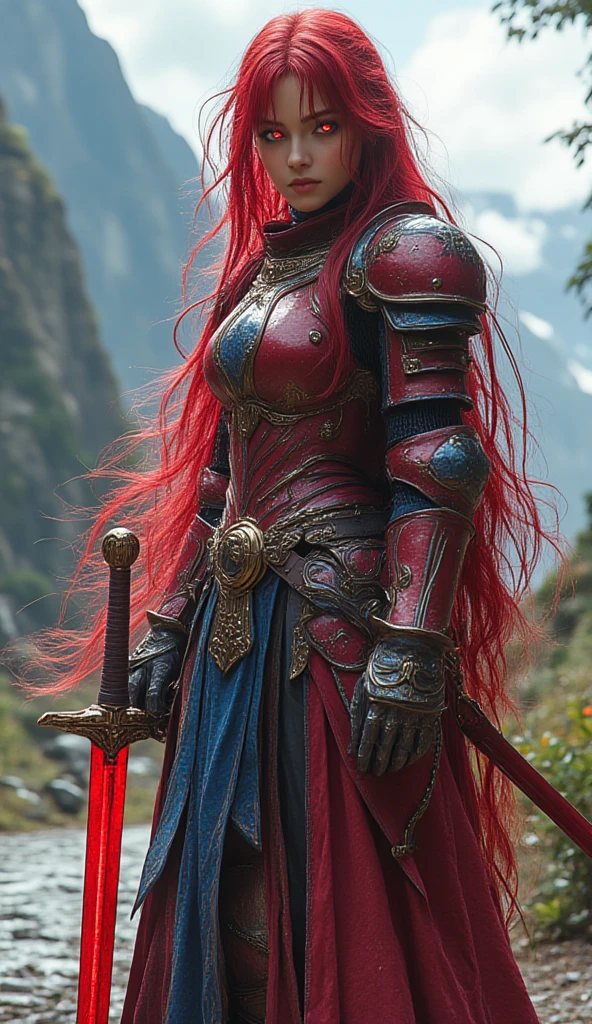 Close-up of a woman in armor with a sword, fantasy paladin woman, Magali Villeneuve, portrait of a female paladin, beautiful female knight, female red-haired Templar, female knight, portrait knight woman, beautiful female knight, woman in red armor, girl in armor, girl in knightly armor, female paladin, graphic artist Magali Villeneuve  
epic fantasy character art, a digital rendering, fantasy art epic fantasy character art, fantasy art  PastelPencil colored Pencil drawing Watercolor painting  byArthur Rackham  byJean Delville byAnders Zorn Drawings  byRedon Illustration, concept art, character concept,