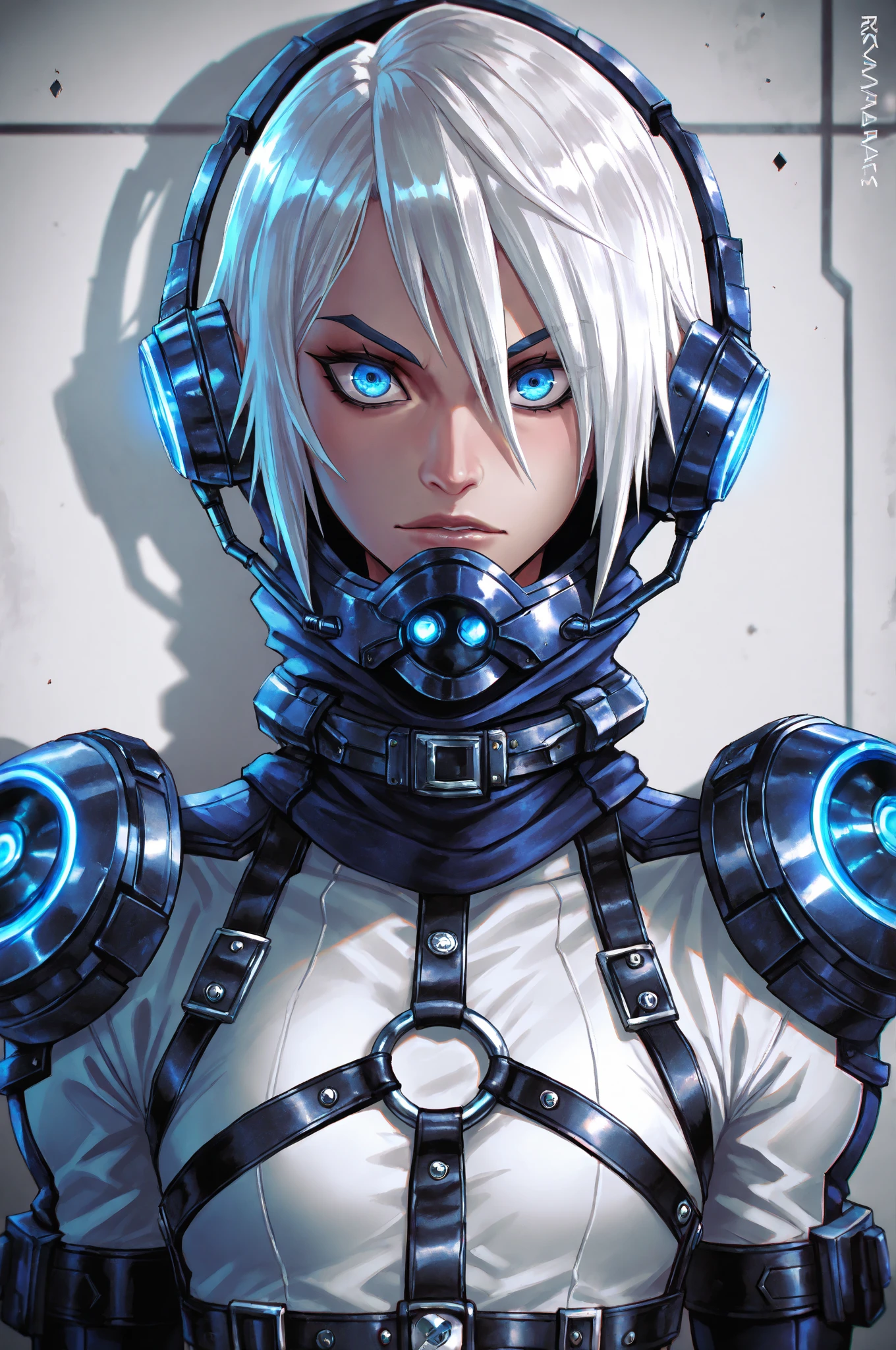 (((Young White Woman))), ((Best Quality)), ((Masterpiece)), (Detail: 1.4), 3D, A Beautiful Cyberpunk Woman with Simon Bisley-style micro , Genesis evangelion neon style clothing, 2-piece clothing, Long silver hair, arm tatoo, cybernetic hands, pastel, Centered, scale to fit the dimensions, nffsw (High dynamic range),Ray tracing,NVIDIA RTX,Hyper-Resolution,Unreal 5,Subsurface Dispersion, PBR Texture, Post-processing, Anisotropy Filtering, depth of fields, Maximum clarity and sharpness, Multilayer textures, Albedo and specular maps, Surface Shading, accurate simulation of light and material interactions, Perfect proportions, Octane Render, Two-tone lighting, Wide aperture, Low ISO, White Balance, thirds rule, 8K Raw, Crysisnanosuit,loraeyes,nijistyle,pantyhose, freckles, ,  pose ,High detailed, 300dpi, , ((((white background))), ((( pose))), (((flirt))), Blue eyes