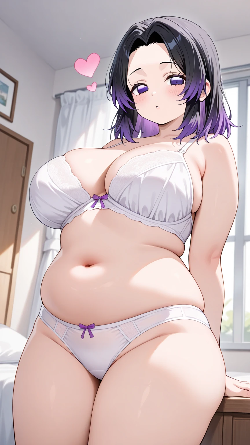 (Best Quality, Masterpiece),????, ??????, 1girl, 18 years old, Contempt, pride, long purple hair, looking at viewer, medival tabern, (standing), ((dark room)), sweat, ((cleavage)), warm light, ((?????? grab)), excited, (happy), ((mouth opened)), ((((suspicious grin)))), raised eyebrows, perfect hands, bedroom, ((standing)), (((?????????))), abdomen, thick thighs, panties