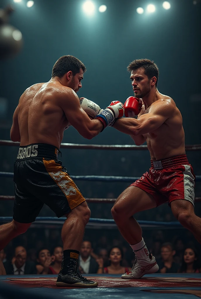 Generate the image of a Boxing fight in motion and distance between two ...