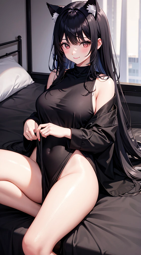 16K resolution,Anthropomorphization of wolves，femele，Black color hair，Black eyes，Wear a black princess outfit and black stockings；Court background，Lying position
