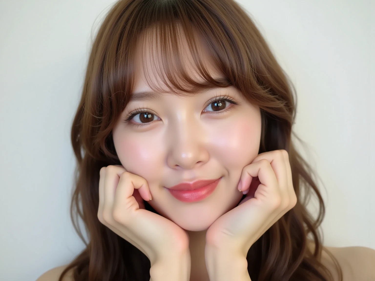 (Highest quality、8k、Award-winning works、Ultra-high resolution)、One beautiful woman、(The perfect and most natural red long sleeve casual sweatshirt:1.1)、(blonde:1.1)、Bright color contacts、Perfect Makeup、Bright and shiny lipstick、(Very heavy makeup:1.2)、(Deep pink around the eyes:1.1)、Beautiful bright eyeshadow、Heavy makeup around the eyes、(:1.2)、very long wavy hair、(Romantic affection:1.1)、私を見た時のThe best smile、(Many of them emphasize the body line...:1.1)、(Strongly blurred vibrant Harajuku city background:1.1)、(Strongly blurred background:1.1)、Accurate 、Ultra HD Hair、(Ultra-high resolutionの完璧な美しい歯:1.1)、Ultra-high definition beauty face、Ultra HD Hair、Ultra HD Shining Eyes、輝くUltra-high resolutionの美肌、Ultra-high resolutionの艶やかな唇, Very detailed, close your eyes, Nose and mouth,Face Focus, Extreme close up of face、 Symmetrical face,Realistic nostrils、The best smile, Shiny lips with noticeable lip wrinkles,Perfect Lips ,Earrings