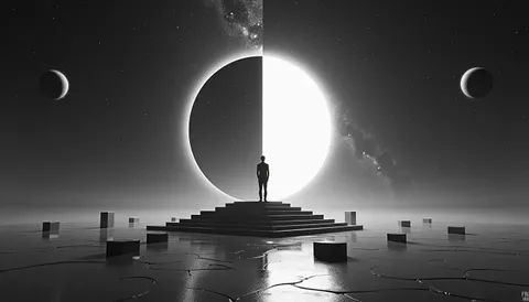 Abstrak Lunar Hitam Dan Putih