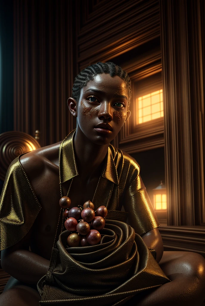 African Boy,adolecente,(15 anos)arms(good shade(six pack)(breastplate)(asul shirt) (purple blouse)