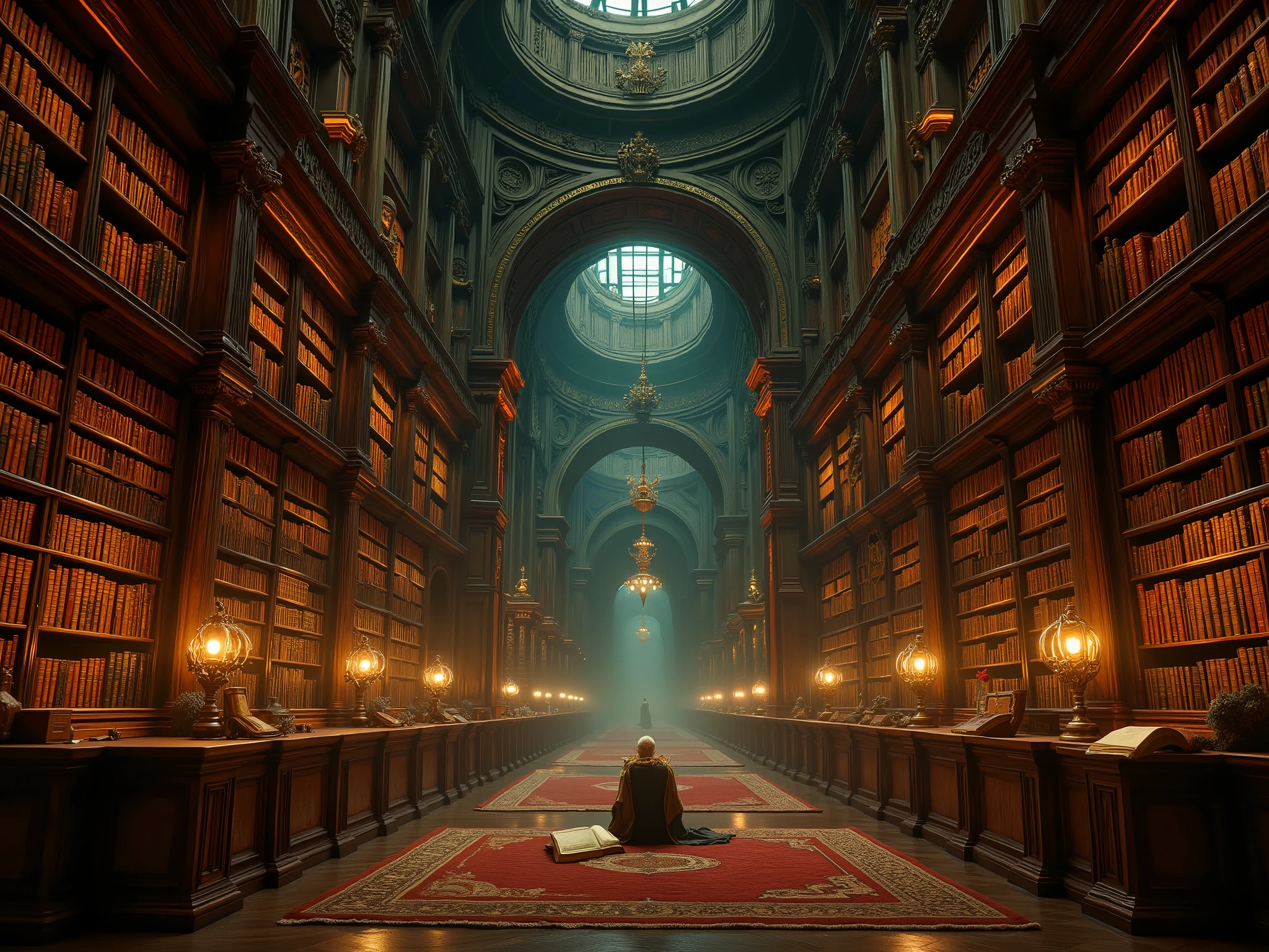 A library with books