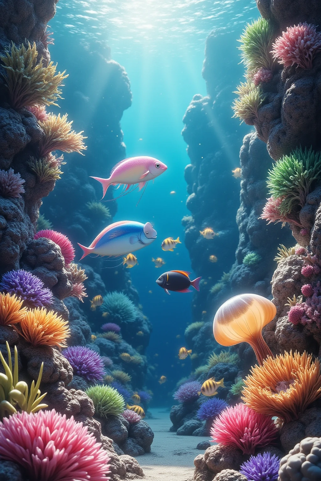 Fantastic underwater world with extremely colorful colors、vivid colors ...