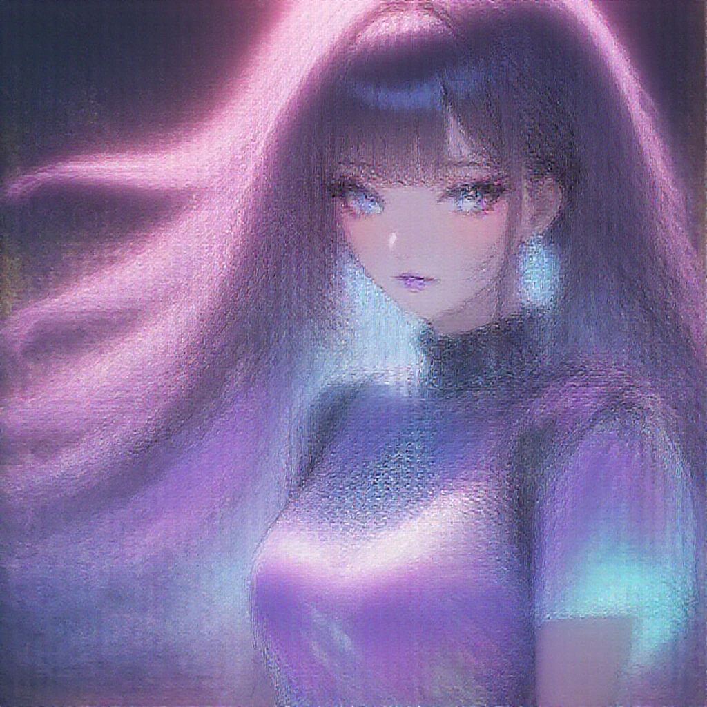 "An anime girl standing in the middle of a quiet city street at night ...