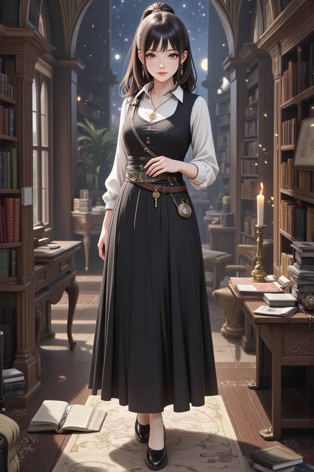 solo, ((masterpiece)),((high resolution)),((best quality)), extremely fine and beautiful, super fine illustration, (realistic skin), (insanely detailed anime eyes), mature, vivid and beautiful, shocking sensation, incredibly detailed, beautiful detailed girl, dressed as male, looking at viewer, (cotton loose tunic, linen loose pants, leather boots, leather jerkin, linen cloak), drifter, peasant, lowborn, vagrant, wayfarer, (medieval), ((brown hair)), (small breasts:1.0), (plump thighs:0.6), (wide hips:0.6), (plump ass:0.7) movie lighting, perfect shadow, realistic dark lighting, (dark), shaded, long shadows, medieval scenery