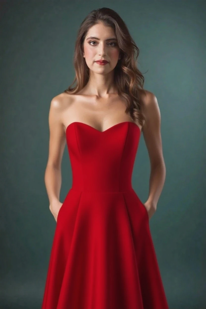 (Emma Watson) red cleavage  dress, long hair, big :1.5, fight in Harry Potter movie, fire.