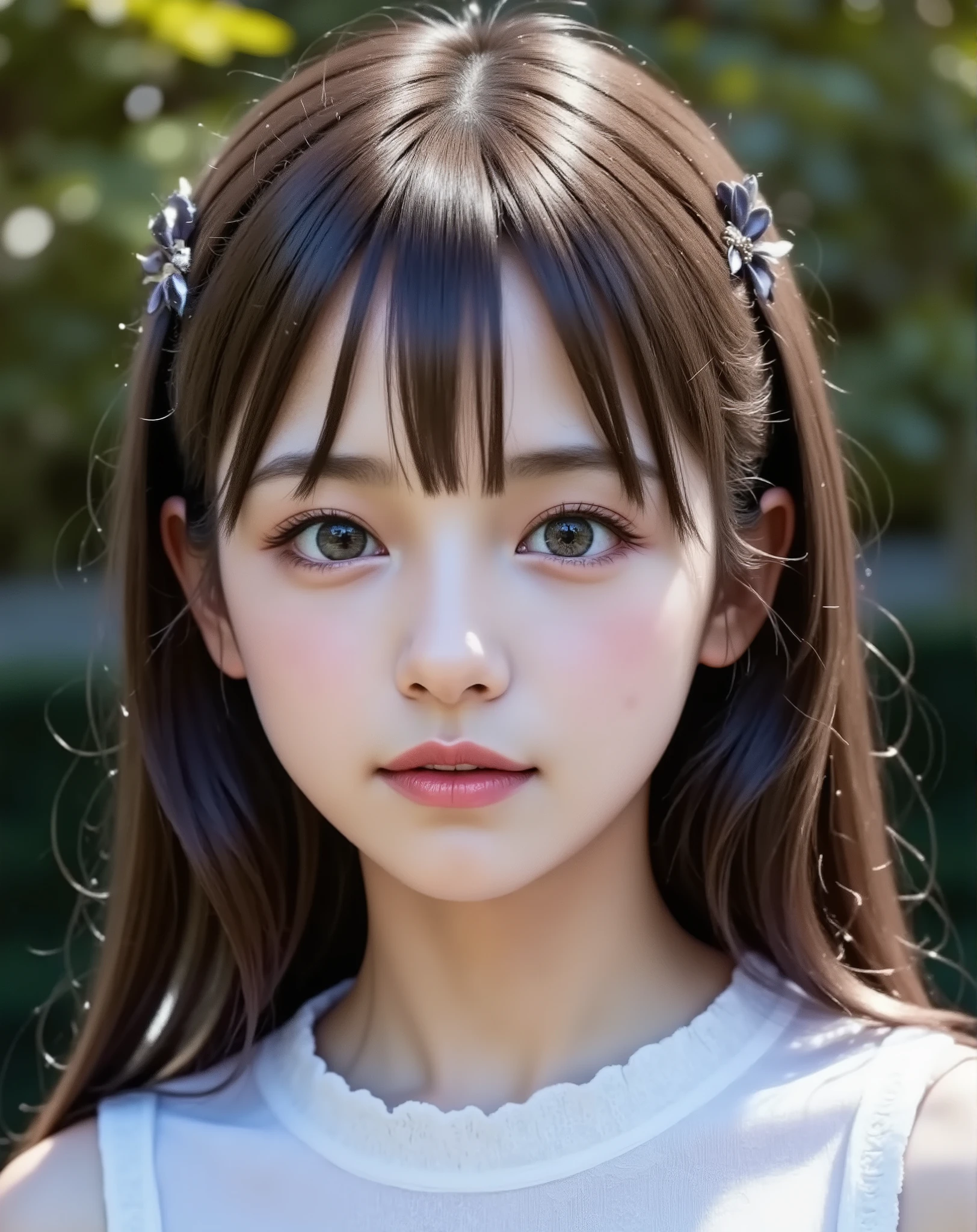 Casual Outfit,With high school girls:large double eyelids:mascara:Smile Yang:I'm wearing transparent white lace off-the-shoulder